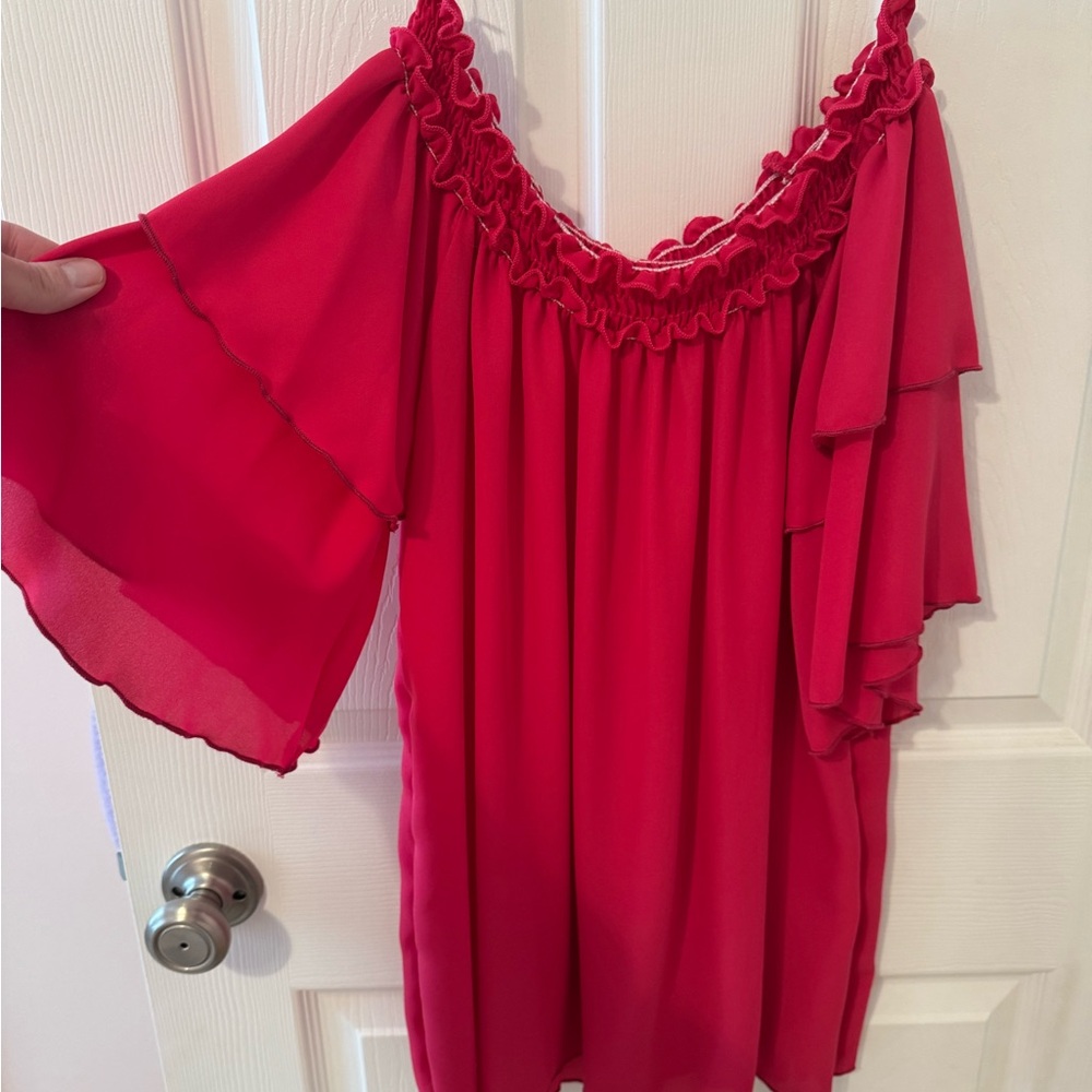 ADORA Dark Pink Ruffled Blouse